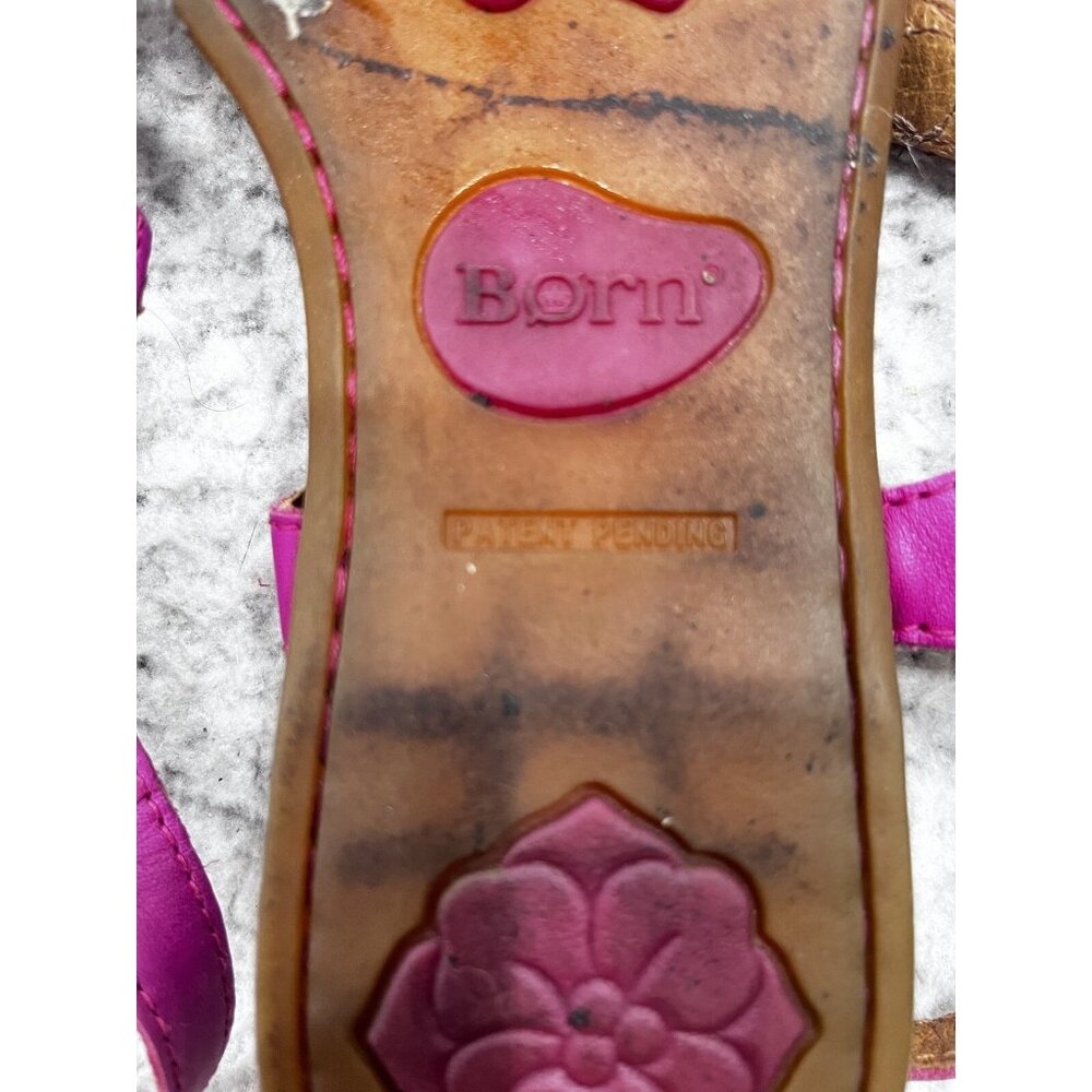 Women's Born Purple Leather Floral Thong Open Toe Side Buckle Sandals Size 8 - Picture 11 of 12